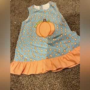 Blue and Orange Polka Dot Pumpkin Dress